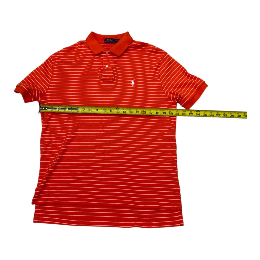 Ralph Lauren Men's M Short Sleeve Orange Striped Cotton Polo Shirt